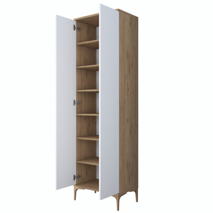 Hanah Home EA116 -2746 Recibidor de Entrada Elegante Nogal y Blanco 60x198x37.5cm